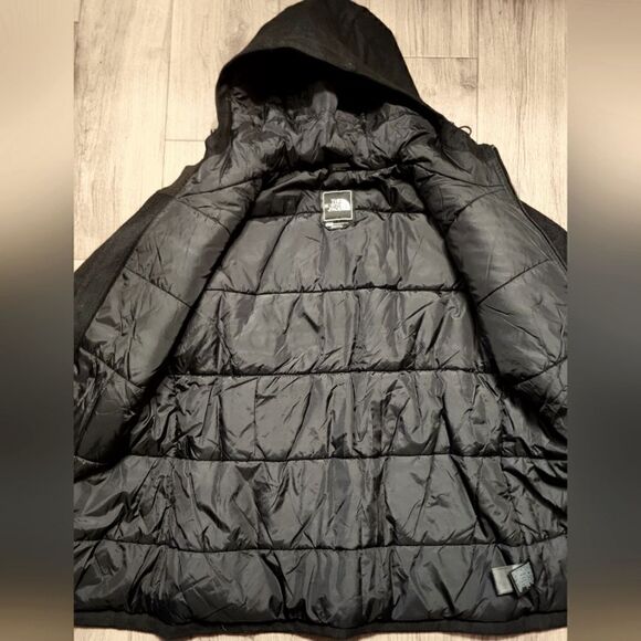 The North Face Hyvent Wool Blend Hooded Belted Jacket Black Size SP - Picture 10 of 11